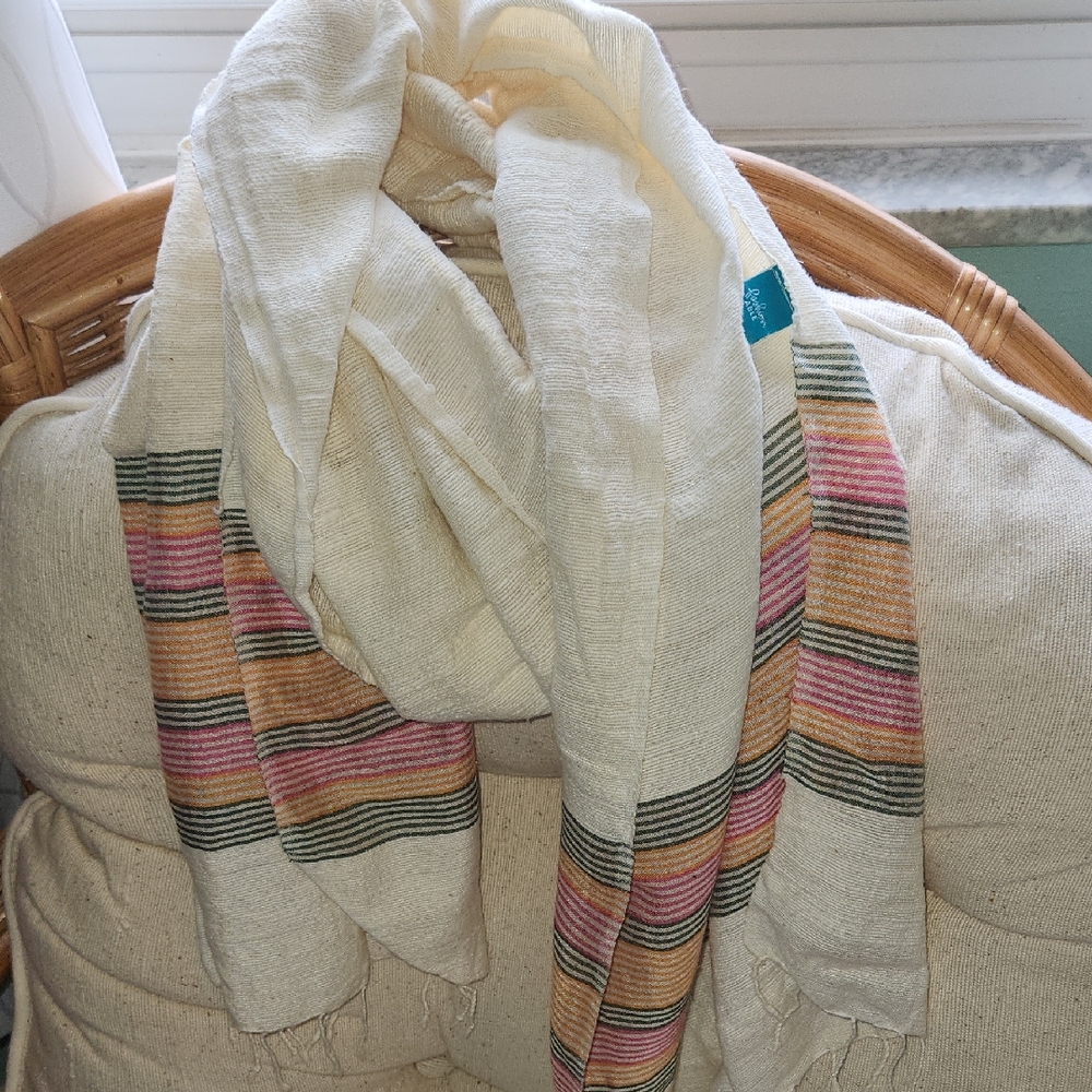 Able Striped Cream and Multicolor Scarf
